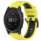 For Garmin Tactix 7 26mm Sports Two-Color Silicone Watch Band(Yellow+Black) - 1