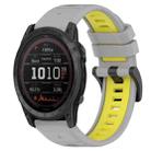 For Garmin Tactix 7 26mm Sports Two-Color Silicone Watch Band(Grey+Yellow) - 1