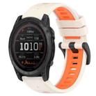 For Garmin Tactix 7 26mm Sports Two-Color Silicone Watch Band(Starlight+Orange) - 1