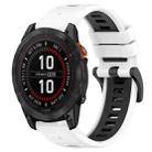 For Garmin Fenix 7X 26mm Sports Two-Color Silicone Watch Band(White+Black) - 1