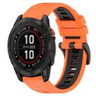 For Garmin Fenix 7X 26mm Sports Two-Color Silicone Watch Band(Orange+Black) - 1