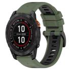 For Garmin Fenix 7X 26mm Sports Two-Color Silicone Watch Band(Olive Green+Black) - 1