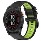 For Garmin Fenix 7X 26mm Sports Two-Color Silicone Watch Band(Black+Lime Green) - 1