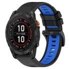For Garmin Fenix 7X Solar 26mm Sports Two-Color Silicone Watch Band(Black+Blue) - 1
