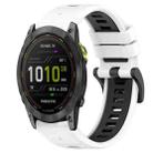 For Garmin Enduro 2 26mm Sports Two-Color Silicone Watch Band(White+Black) - 1