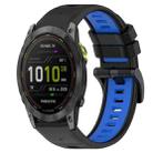 For Garmin Enduro 2 26mm Sports Two-Color Silicone Watch Band(Black+Blue) - 1