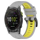 For Garmin Enduro 2 26mm Sports Two-Color Silicone Watch Band(Grey+Yellow) - 1