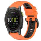 For Garmin Enduro 26mm Sports Two-Color Silicone Watch Band(Orange+Black) - 1