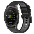 For Garmin Enduro 26mm Sports Two-Color Silicone Watch Band(Black+Grey) - 1