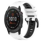 For Garmin Fenix 6X 26mm Sports Two-Color Silicone Watch Band(White+Black) - 1