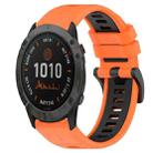For Garmin Fenix 6X 26mm Sports Two-Color Silicone Watch Band(Orange+Black) - 1