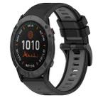 For Garmin Fenix 6X 26mm Sports Two-Color Silicone Watch Band(Black+Grey) - 1