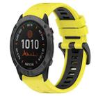 For Garmin Fenix 6X Pro 26mm Sports Two-Color Silicone Watch Band(Yellow+Black) - 1