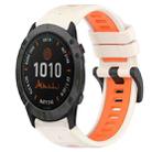 For Garmin Fenix 6X Pro 26mm Sports Two-Color Silicone Watch Band(Starlight+Orange) - 1