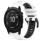 For Garmin Fenix 6X Sapphire 26mm Sports Two-Color Silicone Watch Band(White+Black) - 1