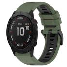 For Garmin Fenix 6X Sapphire 26mm Sports Two-Color Silicone Watch Band(Olive Green+Black) - 1
