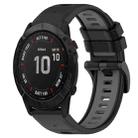 For Garmin Fenix 6X Sapphire 26mm Sports Two-Color Silicone Watch Band(Black+Grey) - 1