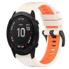 For Garmin Fenix 6X Sapphire 26mm Sports Two-Color Silicone Watch Band(Starlight+Orange) - 1