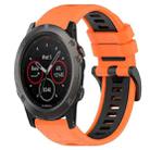 For Garmin Fenix 5X Sapphire 26mm Sports Two-Color Silicone Watch Band(Orange+Black) - 1