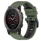 For Garmin Fenix 5X Sapphire 26mm Sports Two-Color Silicone Watch Band(Olive Green+Black) - 1