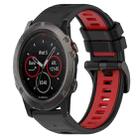 For Garmin Fenix 5X Sapphire 26mm Sports Two-Color Silicone Watch Band(Black+Red) - 1