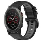 For Garmin Fenix 5X Sapphire 26mm Sports Two-Color Silicone Watch Band(Black+Grey) - 1