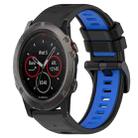 For Garmin Fenix 5X Sapphire 26mm Sports Two-Color Silicone Watch Band(Black+Blue) - 1