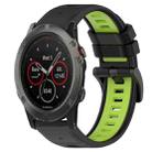 For Garmin Fenix 5X Sapphire 26mm Sports Two-Color Silicone Watch Band(Black+Lime Green) - 1