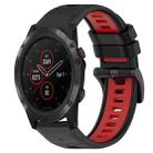 For Garmin Fenix 5X Plus 26mm Sports Two-Color Silicone Watch Band(Black+Red) - 1