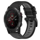 For Garmin Fenix 5X Plus 26mm Sports Two-Color Silicone Watch Band(Black+Grey) - 1