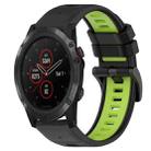 For Garmin Fenix 5X Plus 26mm Sports Two-Color Silicone Watch Band(Black+Lime Green) - 1