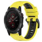 For Garmin Fenix 5X Plus 26mm Sports Two-Color Silicone Watch Band(Yellow+Black) - 1