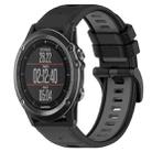 For Garmin Fenix 3 26mm Sports Two-Color Silicone Watch Band(Black+Grey) - 1