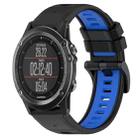 For Garmin Fenix 3 26mm Sports Two-Color Silicone Watch Band(Black+Blue) - 1