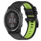 For Garmin Fenix 3 26mm Sports Two-Color Silicone Watch Band(Black+Lime Green) - 1