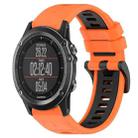 For Garmin Fenix 3 Sapphire 26mm Sports Two-Color Silicone Watch Band(Orange+Black) - 1