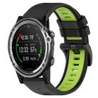 For Garmin Descent MK 1 26mm Sports Two-Color Silicone Watch Band(Black+Lime Green) - 1