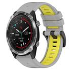 For Garmin Descent MK 2 26mm Sports Two-Color Silicone Watch Band(Grey+Yellow) - 1