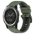 For Garmin D2 Charlie 26mm Sports Two-Color Silicone Watch Band(Olive Green+Black) - 1