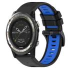 For Garmin D2 Charlie 26mm Sports Two-Color Silicone Watch Band(Black+Blue) - 1