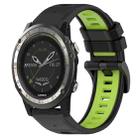 For Garmin D2 Charlie 26mm Sports Two-Color Silicone Watch Band(Black+Lime Green) - 1