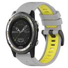 For Garmin D2 Charlie 26mm Sports Two-Color Silicone Watch Band(Grey+Yellow) - 1