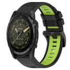 For Garmin Tactix 7 AMOLED 26mm Sports Two-Color Silicone Watch Band(Black+Lime Green) - 1