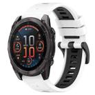 For Garmin Fenix 8 AMOLED 51mm Sports Two-Color 26mm Silicone Watch Band(White+Black) - 1