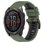 For Garmin Fenix 8 AMOLED 51mm Sports Two-Color 26mm Silicone Watch Band(Olive Green+Black) - 1