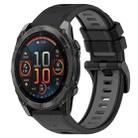 For Garmin Fenix 8 AMOLED 51mm Sports Two-Color 26mm Silicone Watch Band(Black+Grey) - 1