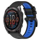 For Garmin Fenix 8 AMOLED 51mm Sports Two-Color 26mm Silicone Watch Band(Black+Blue) - 1