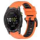 For Garmin Enduro 3 Sports Two-Color 26mm Silicone Watch Band(Orange+Black) - 1