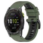 For Garmin Enduro 3 Sports Two-Color 26mm Silicone Watch Band(Olive Green+Black) - 1