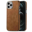 For iPhone 12 Skin-Feel Electroplating TPU Shockproof Phone Case(Brown) - 1